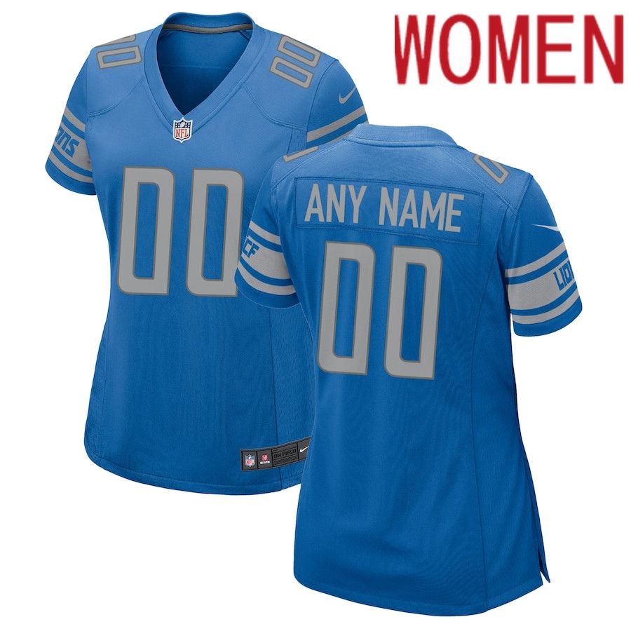 Cheap Women Detroit Lions Nike Blue Custom Game NFL Jersey